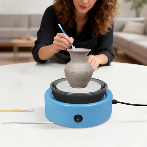 GONGDUN Mini Pottery Wheel Machine for Beginners Adults & Kids Adjustable Speed Electric Pottery Wheel with Foot Pedal Complete Clay Craft Kit DIY Projects for Home & Classroom (Blue) - Image 4
