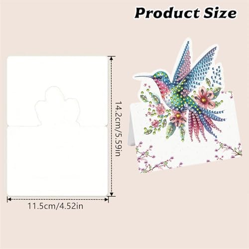 jinglinhh 12pcs Flower Hummingbird Diamond Art Painting Greeting Cards with Envelopes, DIY Card Making Kits for Adults, Diamond Art Christmas Cards for Birthday Holiday Postcards Craft Gifts - Image 2