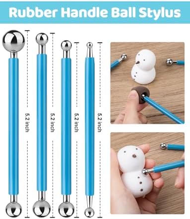 20Pcs Clay Sculpting Tools Kit, Ceramic Clay Ball Stylus Dot Painting Tools, Air Dry Clay Tools Set for Carving, Dotting, Embossing, Shaping, Molding, Pottery Crafts, Nail Art, Rhinestone, Rock - Image 4