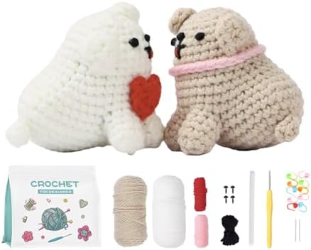 Hylvix Crochet kit for Beginners, Dog Puppy Animals Crochet kit, Learn to Crochet, with Step by Step Video, for Adults Kids, for Gifts, with Tutorials and Yarns, Hook, Accessories (Puppy) by Hylvix