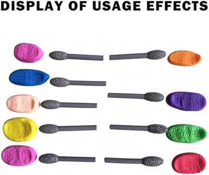 Texture Tool Sets for Clay Art - 9/23pcs Oval Clay Modeling Pattern Rollers Kit with Ergonomic Handles, Small Clay Texture Rollers for Polymer Clay, Pottery (9pcs Single Head) - Image 2