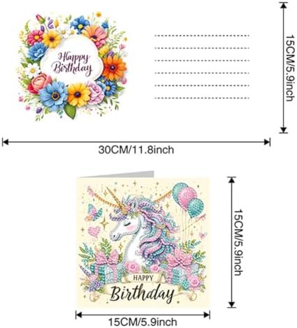 6PCS Diamond Art Painting Greeting Cards Kit, Birthday Themed DIY Card Making Set with Crystals and Envelopes, Creative Craft for Adults, Fun Party Activity and Personalized Gift - Image 2