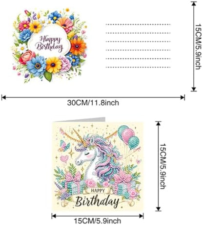 6PCS Diamond Art Painting Greeting Cards Kit, Birthday Themed DIY Card Making Set with Crystals and Envelopes, Creative Craft for Adults, Fun Party Activity and Personalized Gift - Image 2