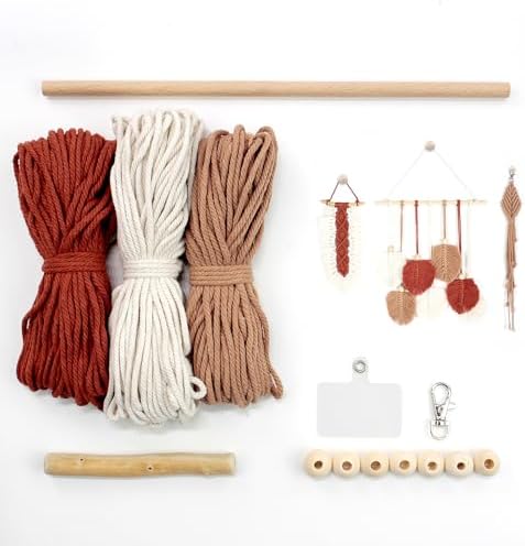 BUFANTL DIY Macrame Leaf Kit for Beginners, 3-in-1 Starter Set with 2 Wall Hangings & 1 Keychain, Boho Weaving Craft Kit with Printed Tutorial for Adults. by Unknown