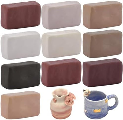 10 Colors Air Dry Clay 5.5lbs Natural Pottery Clay for Wheel Throwing Self Hardening Modeling Clays Natural Porcelain for Adults Beginners Advanced Sculptors Professional DIY Art Craft by HOBBIESAY