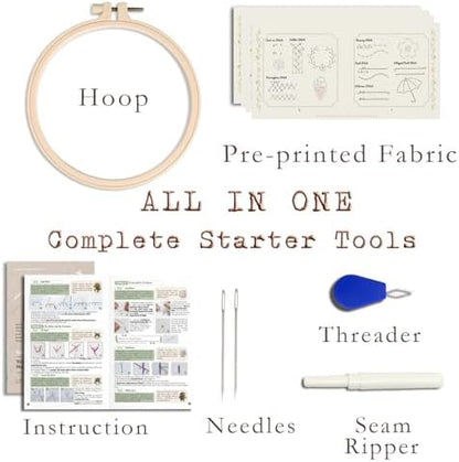 TenDawn Embroidery Stitch Book Kit, 12 Stitches, Basic Set - Image 6