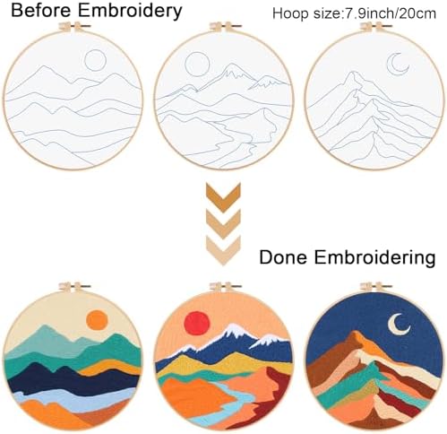 Louise Maelys 3 Pack Landscape Mountain DIY Embroidery Kit for Beginners - Image 3