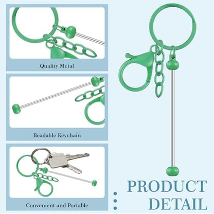 Huwena 6 Pcs Beadable Keychain Bars Metal Blanks DIY Crafts Jewelry Gift - Image 3