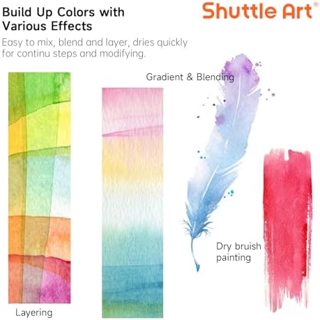 Shuttle Art Watercolor Paint Set, 48 Colors Watercolor Paint Pan Set with 3 Paint Brushes for Beginners, Artists, Kids & Adults for Painting, Journaling, Calligraphy Practice - Image 4