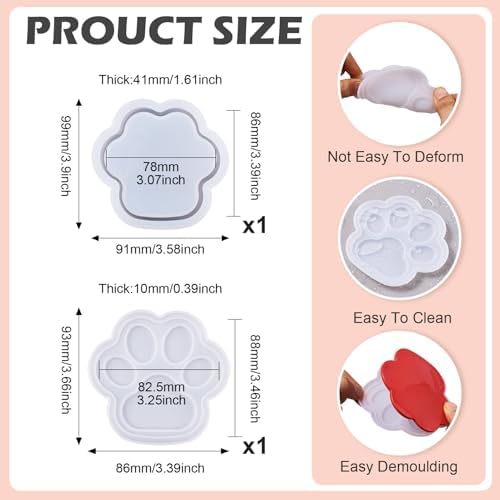 1Pcs Paw Print Silicone Molds Dog Cat Paw Shape Box Epoxy Mold DIY Casting Resin Storage Box Molds with Lid Dog Footprint Container Silicone Mold for DIY Makeup Jewelry Bead Trinket Storage - Image 2