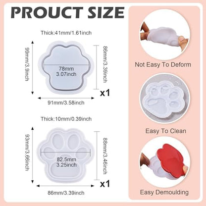 1Pcs Paw Print Silicone Molds Dog Cat Paw Shape Box Epoxy Mold DIY Casting Resin Storage Box Molds with Lid Dog Footprint Container Silicone Mold for DIY Makeup Jewelry Bead Trinket Storage - Image 2