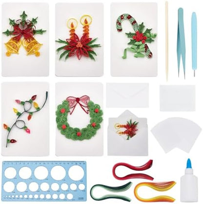 WEBEEDY DIY Christmas Paper Quilling Greeting Card Kit - 5 Styles Decorated Christmas Cards with Instructions for Beginners and Paper Art Lovers by WEBEEDY