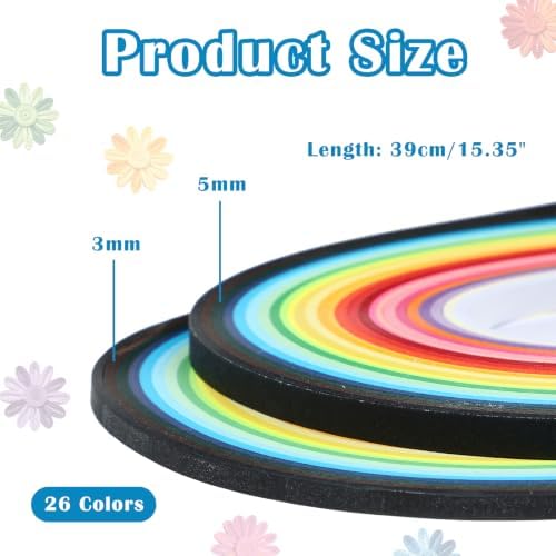 TXIN 1300 Strips 26 Colors Paper Quilling Strips, Width 3mm Length 39 cm - Image 2