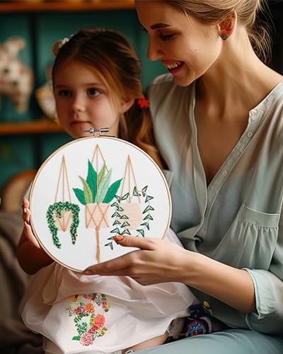 Santune 3 Sets Embroidery Kit for Beginners Needlepoint Cross Stitch Kits for Adults,Stitch Learning DIY Sets with Instruction Video,Stamped Floral Patterns,Hoop,Threads,Sewing Kit - Image 6