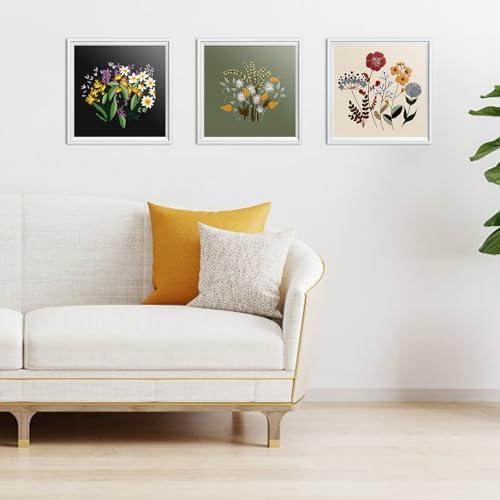 ERKOON 3 Sets Embroidery Kit, Floral Cross Stitch Set for Include Embroidery Cloth Hoops Threads for Craft Lover Hand Stitch (Plants & Flowers) - Image 7