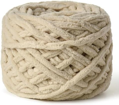 Plush Chenille Chunky Yarn 100g (49.2yd) - Fluffy Velvet Yarn Crochet for Blanket Knitting and Crocheting - Baby Yarns for Crocheting Soft - Amigurumi Yarns (Beige) by OMoiut