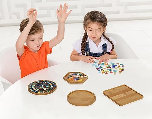 Lanyani 10pcs Wooden Assorted Shapes Mosaic Bases for DIY Mosaic Coaster Kit, with Wooden Surface for Handcrafted Glass Mosaic Tiles Crafts for Adults and Kids - Image 6