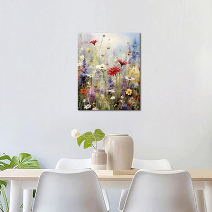 Flowers Paint by Numbers for Adults Beginner Colorful Floral Paint by Numbers Kits on Canvas Beautiful Wildflowers DIY Oil Paint by Numbers with Brushes and Acrylic Pigment 16x20inch Without Frame - Image 2