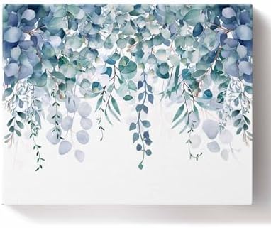 Sunteeny Paint by Number for Adults Beginner Spring Eucalyptus Leaves Watercolor Botanical Plant Rustic Blue Leaves DIY Digital Oil Painting by Numbers Picture Drawing On Canvas Framed 12"x16" by Sunteeny