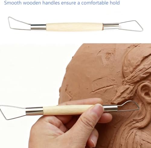 14 PCS Clay Pottery Sculpting Tools Set, Pottery Trimming Tools,Carving Art Polymer Clay Tools,with Needle Detail Tool and Feather Wire Texture for Ceramic Wax Carving - Image 4