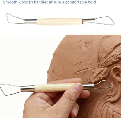 14 PCS Clay Pottery Sculpting Tools Set, Pottery Trimming Tools,Carving Art Polymer Clay Tools,with Needle Detail Tool and Feather Wire Texture for Ceramic Wax Carving - Image 4