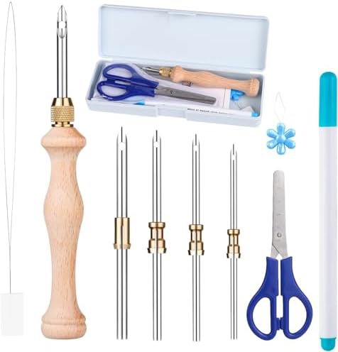 Punch Needle Tool with 1.6mm/2mm/2.5mm/3.5mm/5mm Metal Needles by Cheloment