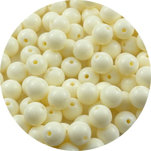 100pcs Acrylic Round Beads for Crafts 12mm Resin Candy Color Spacer Beads with Hole for Jewelry Making Sewing Crafts Decoration Necklaces Bracelets Earrings Supplies(Cream) by Unknown