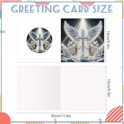 6 Pack Diamond Painting Greeting Cards with Envelopes, DIY 5D Diamond Art Card Kit Winged Cross Designs, 30x15cm Handmade Religious Cards Crafts for Spiritual Blessings and Faithful Greetings - Image 2