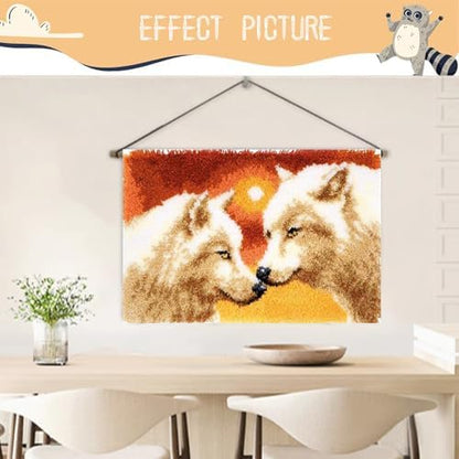 White Wolves at Sunset Latch Hook Kits for Adults Beginners, 20“ X 15" - Image 4
