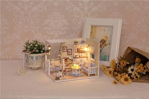 DIY Miniature Dollhouse Kits - Wooden Mini Model House with LED Lights, Tiny Furniture & Accessories – Craft Building Kits for Teens & Adults (Kitten Diary) – Birthday Valentine's Gift - Image 3