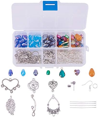 SUNNYCLUE 1 Box DIY 10 Pairs Chandelier Earrings Jewelry Making Starter Kit Chandelier Components Connector Charm Pendants, Shell Heart Beads, Earring Hooks Jewelry Findings for Adults Instruction - Image 2