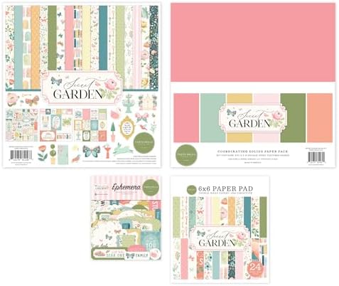 Carta Bella Secret Garden Classic Bundle Art Craft Kit with Collection Kit, Solids Kit, Ephemera, and 6x6 Paper Pad by Unknown