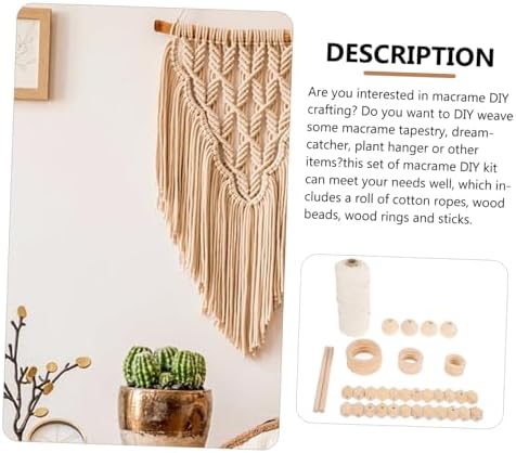 MAGICLULU DIY Macrame Kit for Adults Cotton Cord Tapestry Supplies Wood Beads and Round Rings Creative Wall Hanging Craft for Beginners for Home Decor - Image 3