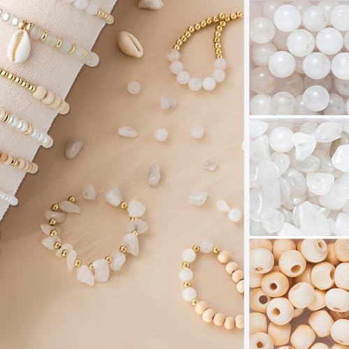 Xylise Jewelry Making Supplies Kit Natural Stone Beads for Irregular Natural Stone with for DIY Craft Bracelet Necklace Earrings for Adults (White Jade) - Image 4