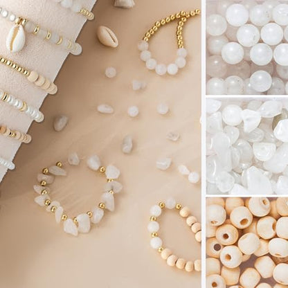 Xylise Jewelry Making Supplies Kit Natural Stone Beads for Irregular Natural Stone with for DIY Craft Bracelet Necklace Earrings for Adults (White Jade) - Image 4