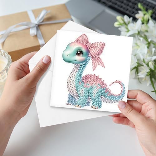 Focart 6-Pack Dragons Diamond Painting Greeting Card Kits, Special Shaped Diamonds Painting, DIY Handcraft for Relatives and Friends with Wishes,Unique Design Crafting for Birthday or Holiday Cards - Image 5