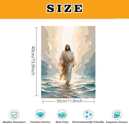 3 Pack Jesus Paint by Numbers Kit for Adults Framed Canvas, Frameworkless - Image 3