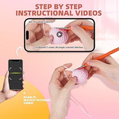 MOREJMTT Crochet Kit for Beginners, Learn to Crochet, Include Easy Knitting Soft Yarn, Step-by-Step Video Tutorial, Hook, Holiday Birthday Gift for Adults (​Unicorn​) - Image 4