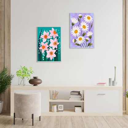 Ycydilirab 4 Pack Flowers Paint by Numbers Kit for Adults with Framed Wooden Easel - Flower Adult Paint by Number,Paint by Number Canvas for Adults Gifts Home Wall Decor 8×12 inch - Image 3