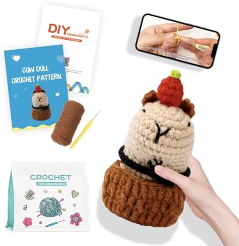 Hylvix Crochet kit for Beginners, Capybara Animals Crochet kit, Learn to Crochet, with Step by Step Video, for Adults Teens, for Gifts, with Tutorials and Yarns, Hook, Accessories (Capybara) by Hylvix