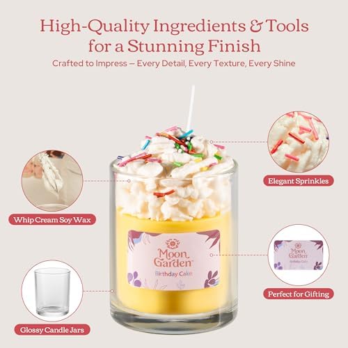 Moon Garden Candle Making Kit, Dessert Theme DIY Candle Kit for Adults, Fragrence Oils, Soy Wax Whip Cream and Toppings, The Complete Craft Set - Gift for All Loved Ones - Image 6