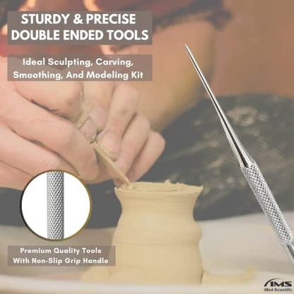 Clay Needle Tool 2Pcs Stainless Steel Professional Pin Needle Detail Tool for Ceramic Polymer Clay Sculpture Modeling to Make Intricate Design Detailing (Straight) - Image 4