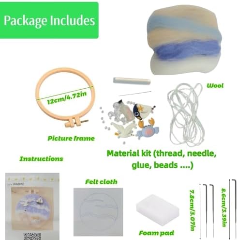 Hilsayum Wool Painting Kit Needle Felting Kit Wool Felt Painting Gifts for Adults,Needle Felt Supplies for Beginners,Home Decoration (Beach) - Image 2