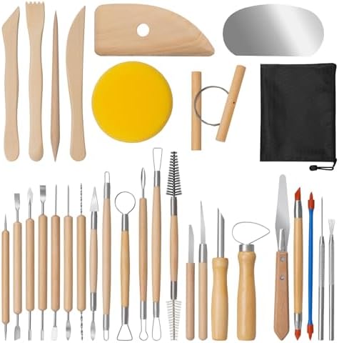 Amrules 31 Pcs Polymer Clay Sculpting Tools Kit for Adults, Light Yellow by Amrules