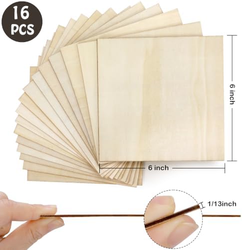 Blisstime 16PCS 6x6 Inch Wood Squares Unfinished Square Wood Pieces for Crafts,Painting, Writing, DIY Supplies, Engraving and Carving, Home Decorations (6x6 Inch 16Pcs) - Image 3