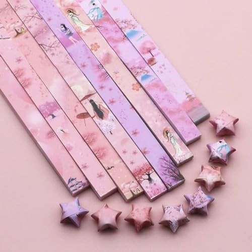 Origami Paper Stars, Colorful Handcraft Origami Lucky Star Paper DIY Paper Arts Creativity Hand Art Crafts (Cherry Blossom Girl(540) sheets) - Image 6