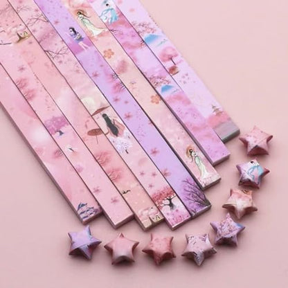 Origami Paper Stars, Colorful Handcraft Origami Lucky Star Paper DIY Paper Arts Creativity Hand Art Crafts (Cherry Blossom Girl(540) sheets) - Image 6