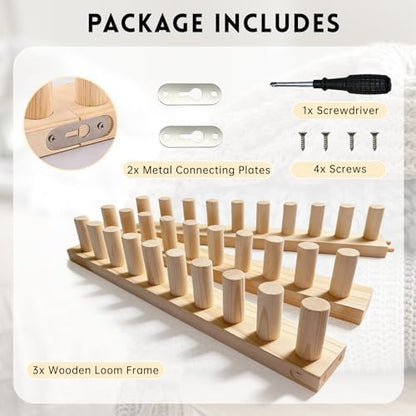 LARIAU Chunky Knitting Blankets Loom, Thick Yarn Knitting Loom for Beginners, 15" to 46" Long 3-in-1 Wooden Adjustable & Foldable & Portable Design DIY Machine, Birthday Gifts Knitting Lover Gift - Image 3