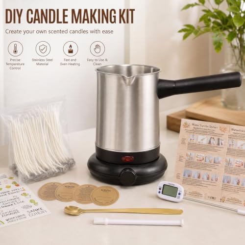 KQU Electric Wax Melting Pot with Thermomete & Wick Tools for Candle Making - Image 2