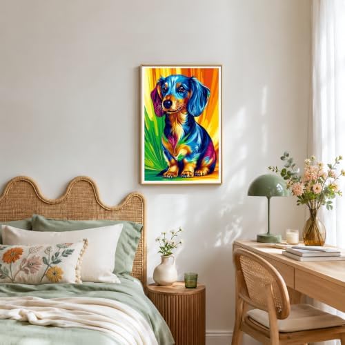 NXIKYO Framed Dachshund Dog Paint by Numbers Kit for Adults Beginner, Colorful Puppy Easy Paint by Numbers Canvas with Frame, DIY Painting Kit for Relaxing Home Wall Decor Gift 8x12 Inch - Image 6
